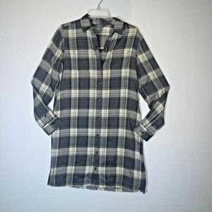 Natural Reflections Flannel Shirt Dress‎ Navy Green size 2